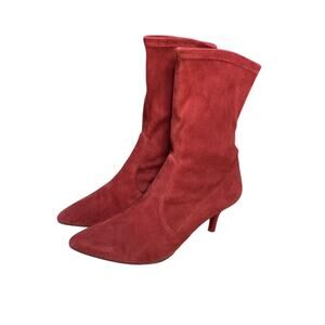 Stuart Weitzman Maroon Suede Booties Women's Shoe Size 8M w/ 3 in Heel